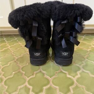 UGG Black Sheepskin Boots with Bows